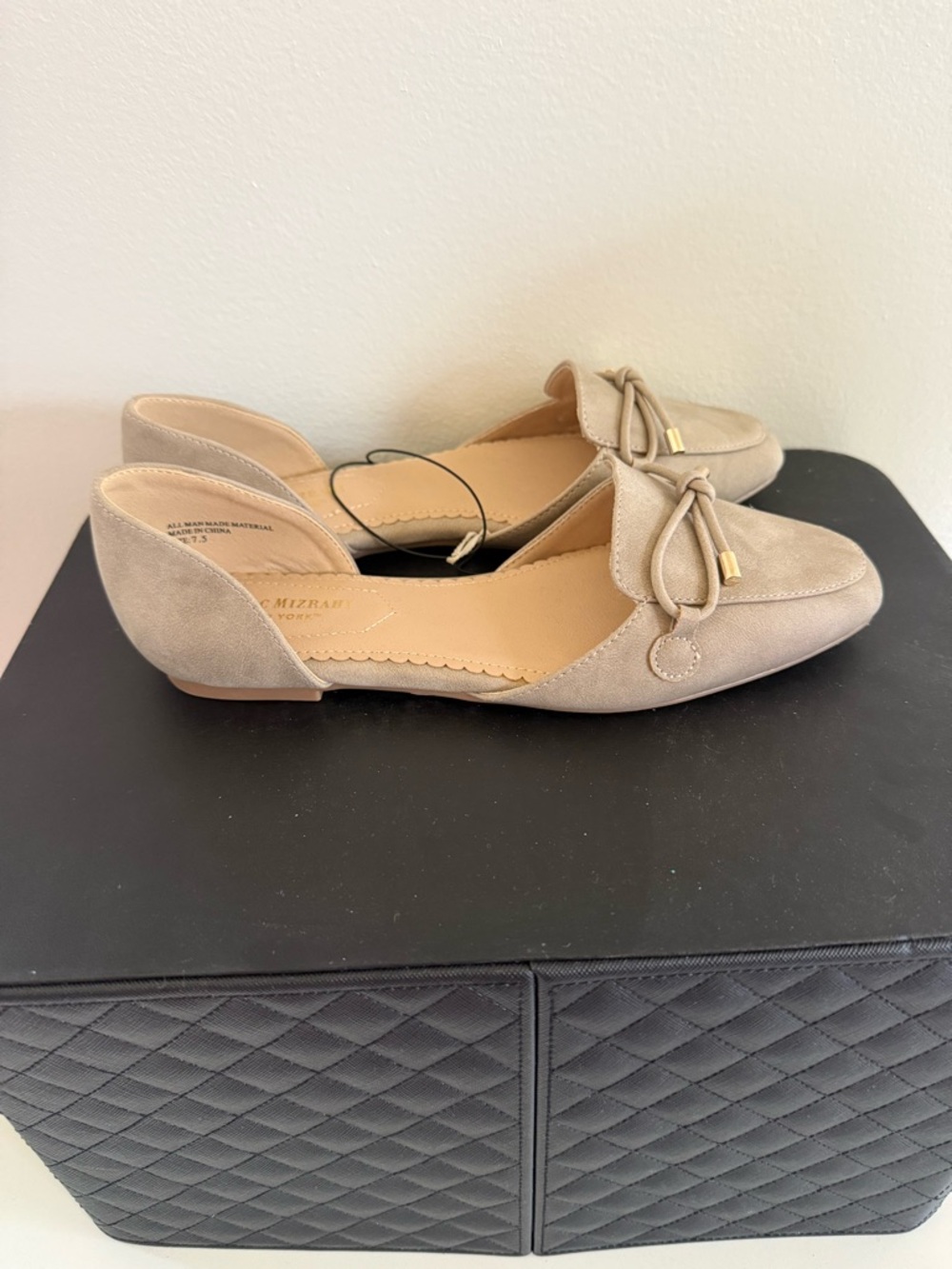 Isaac Mizrahi Taupe Suede D'Orsay Loafers with Knotted Bow - Picture 2 of 2